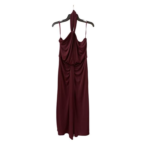 Cinq A Sept Kaily Maroon Backless Halter Gown - Size 10 - Picture 4 of 5